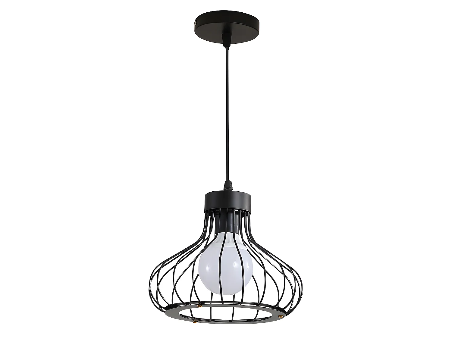 Suspension lustre industrielle métal retro, noir, 23*20cm, sans ampoules E27