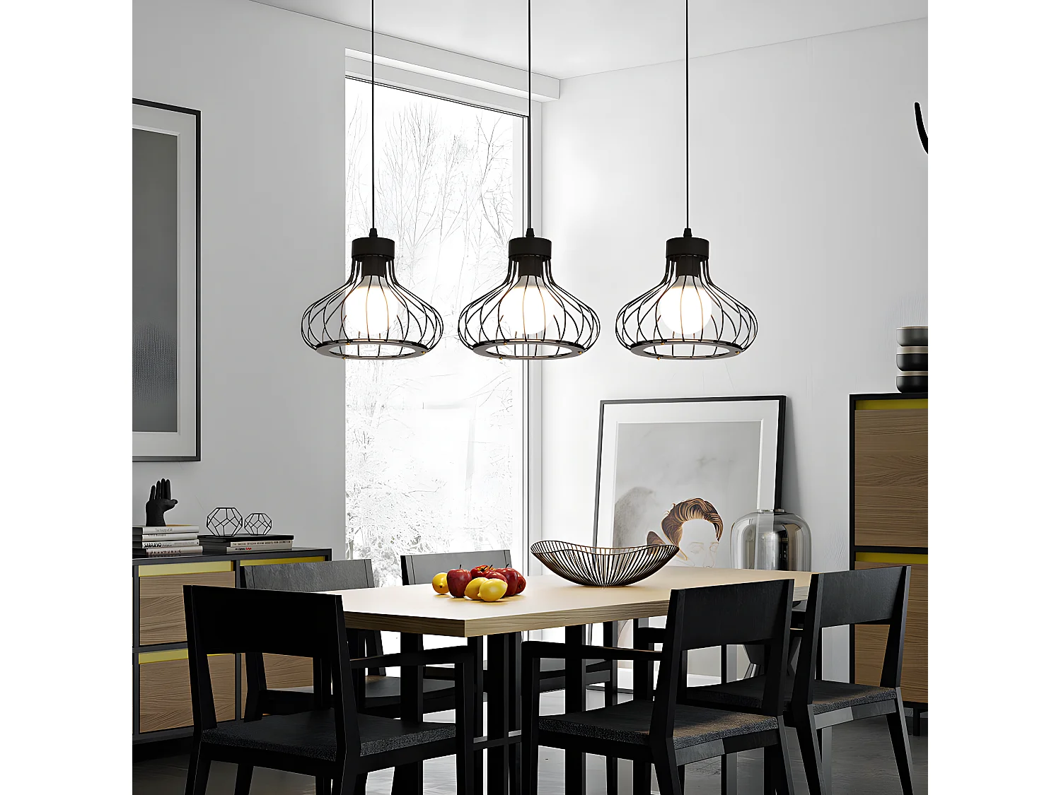 Suspension lustre industrielle métal retro, noir, 23*20cm, sans ampoules E27