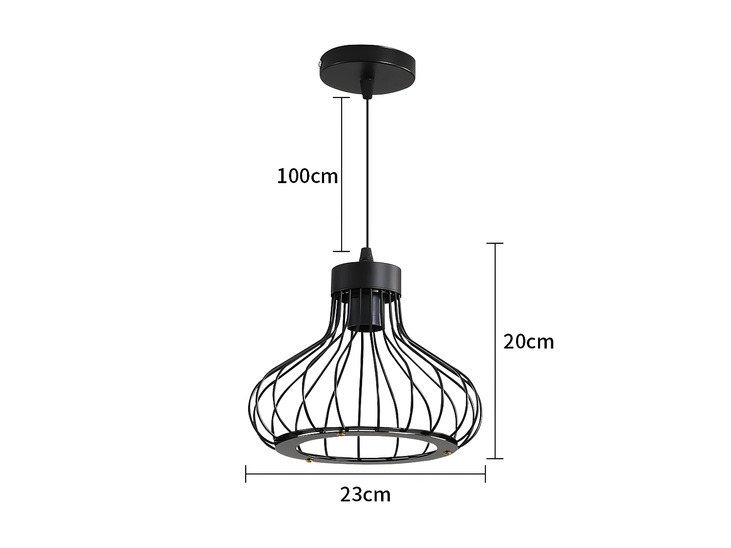 Suspension lustre industrielle métal retro, noir, 23*20cm, sans ampoules E27