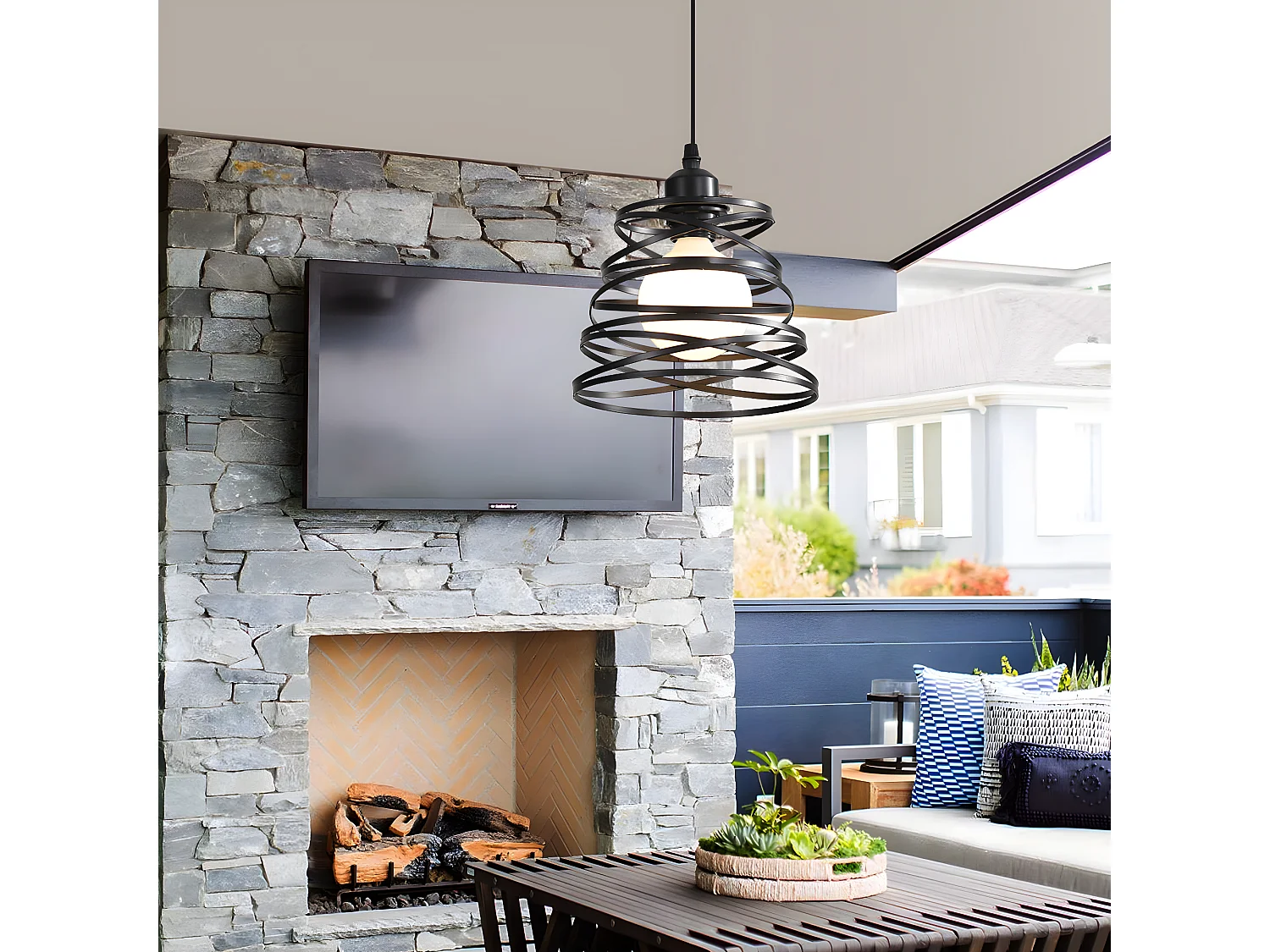 Suspension lustre industrielle vintage rétro, noir, 137*20*20cm,  sans ampoules E27