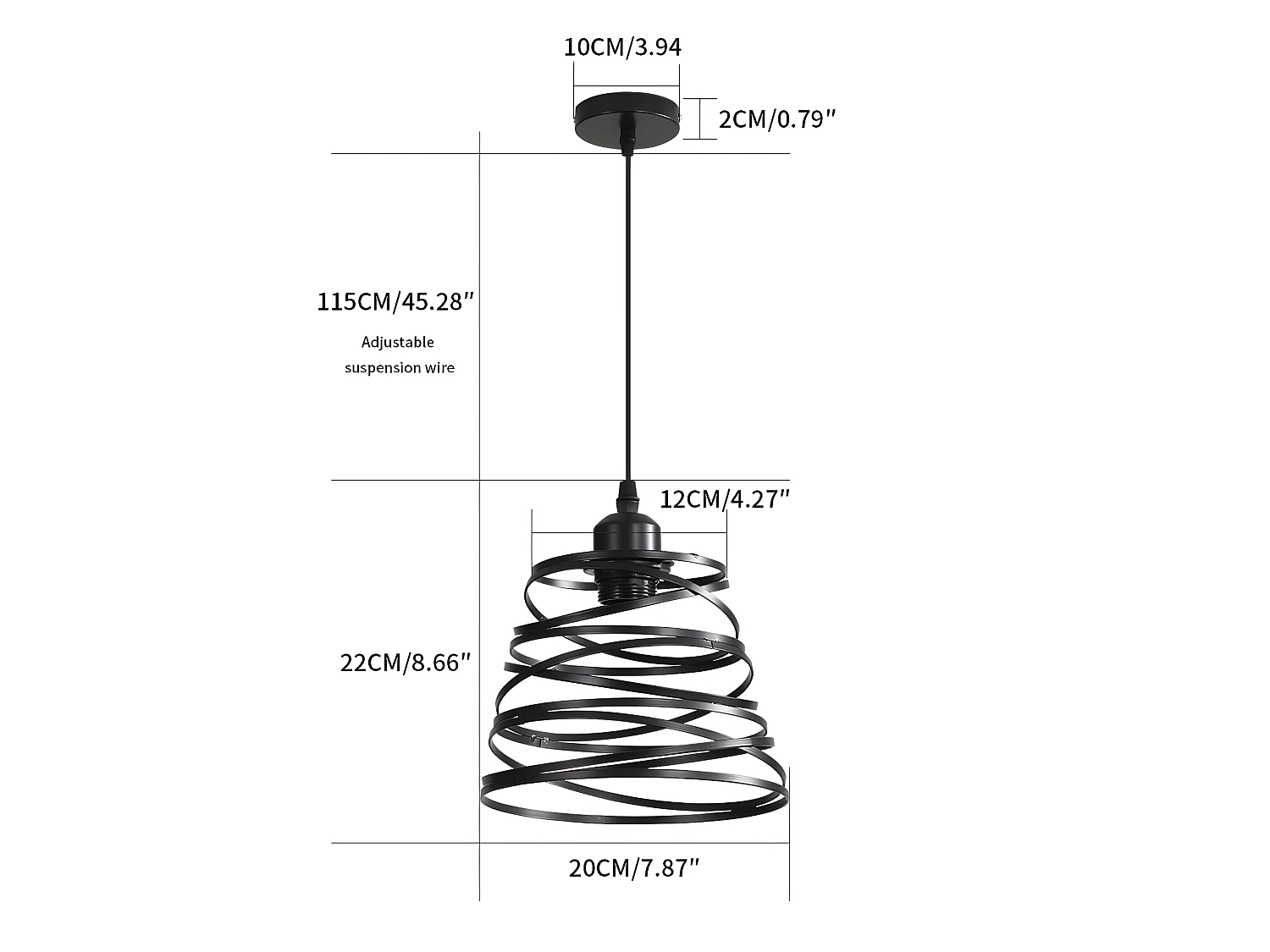 Suspension lustre industrielle vintage rétro, noir, 137*20*20cm,  sans ampoules E27