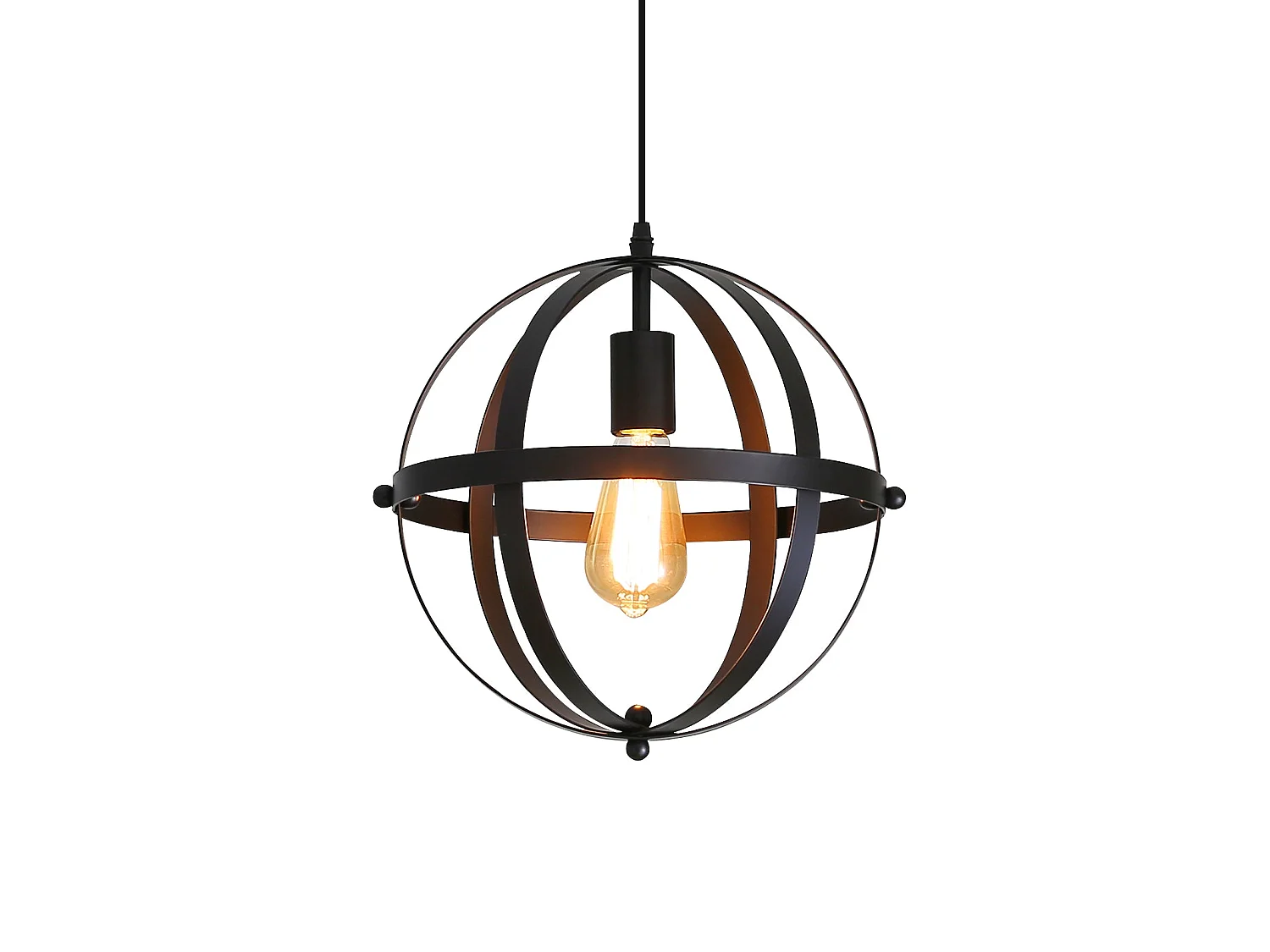 Lustre suspension industrielle vintage E27, 30*30cm, en métal, noir, sans ampoules