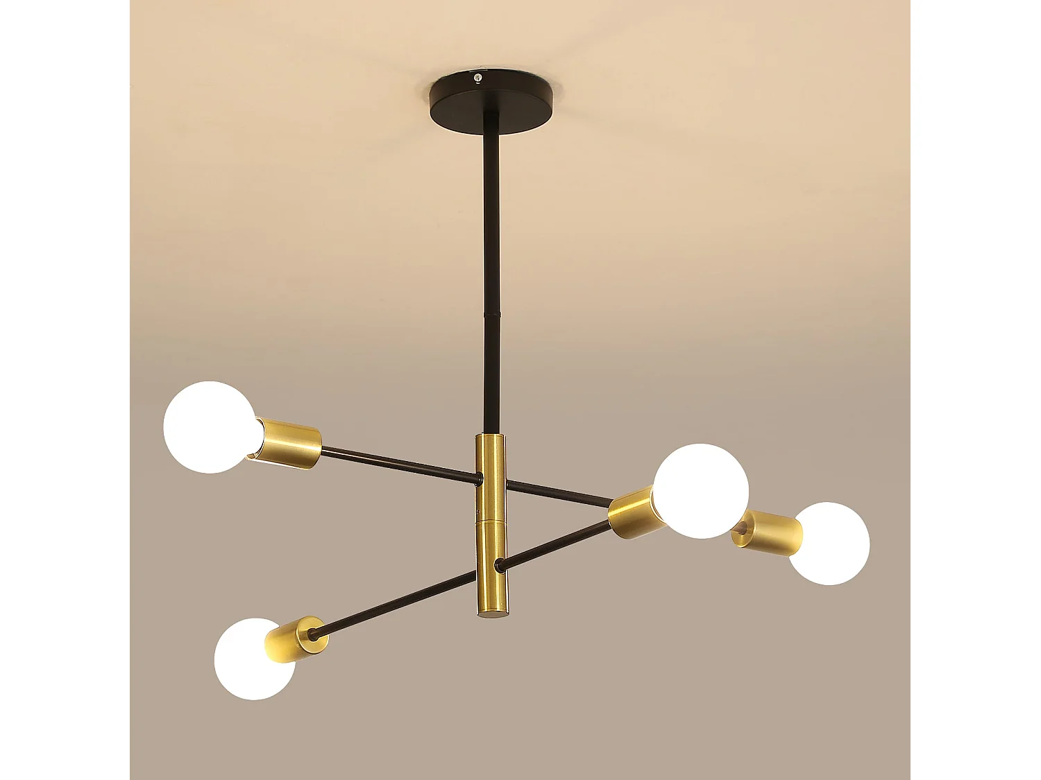 Suspension vintage lustre industriel rétro noir E27,  60 * 60 * 70cm, angle réglable à 180 °, sans ampoules