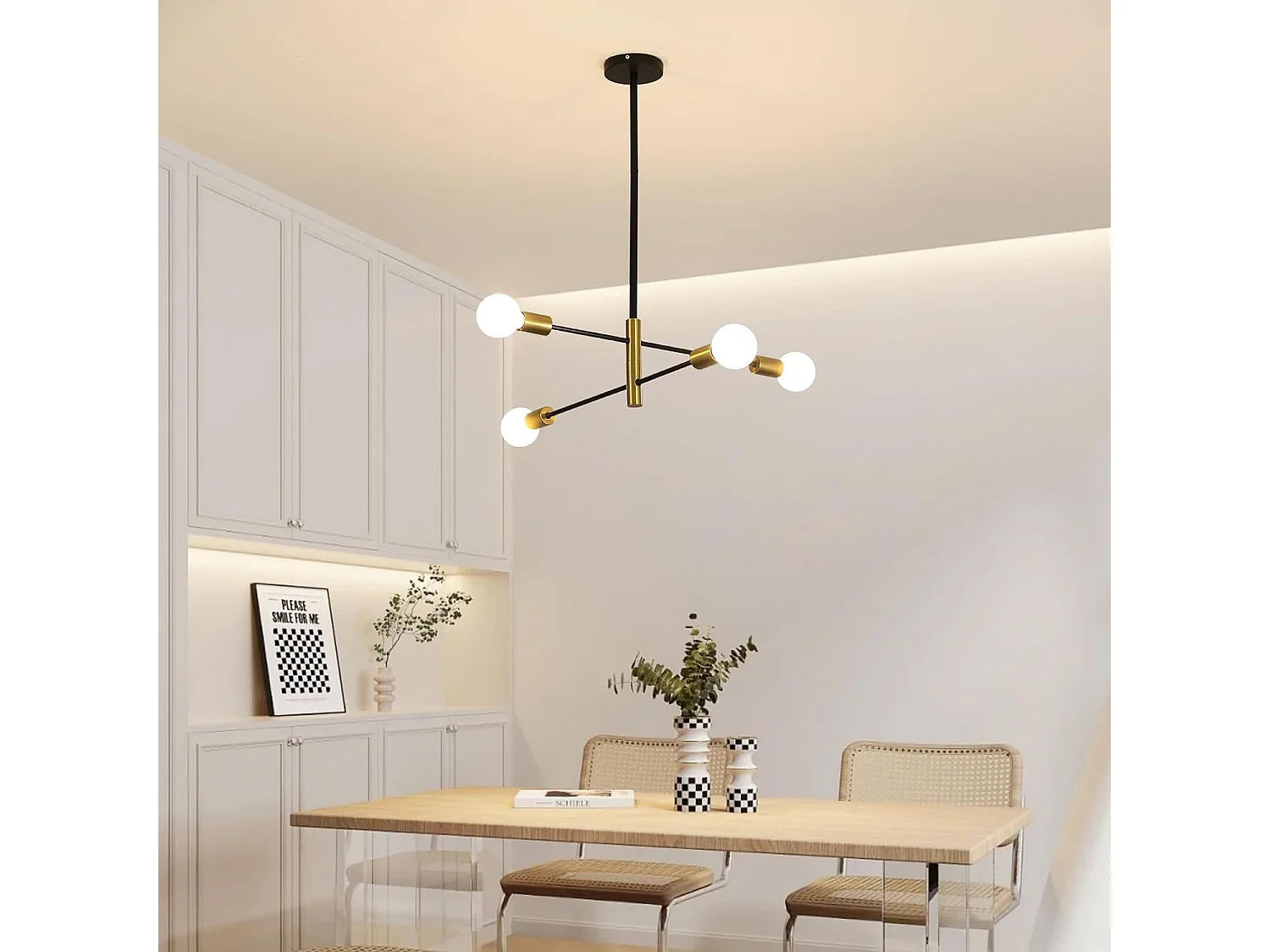 Suspension vintage lustre industriel rétro noir E27,  60 * 60 * 70cm, angle réglable à 180 °, sans ampoules