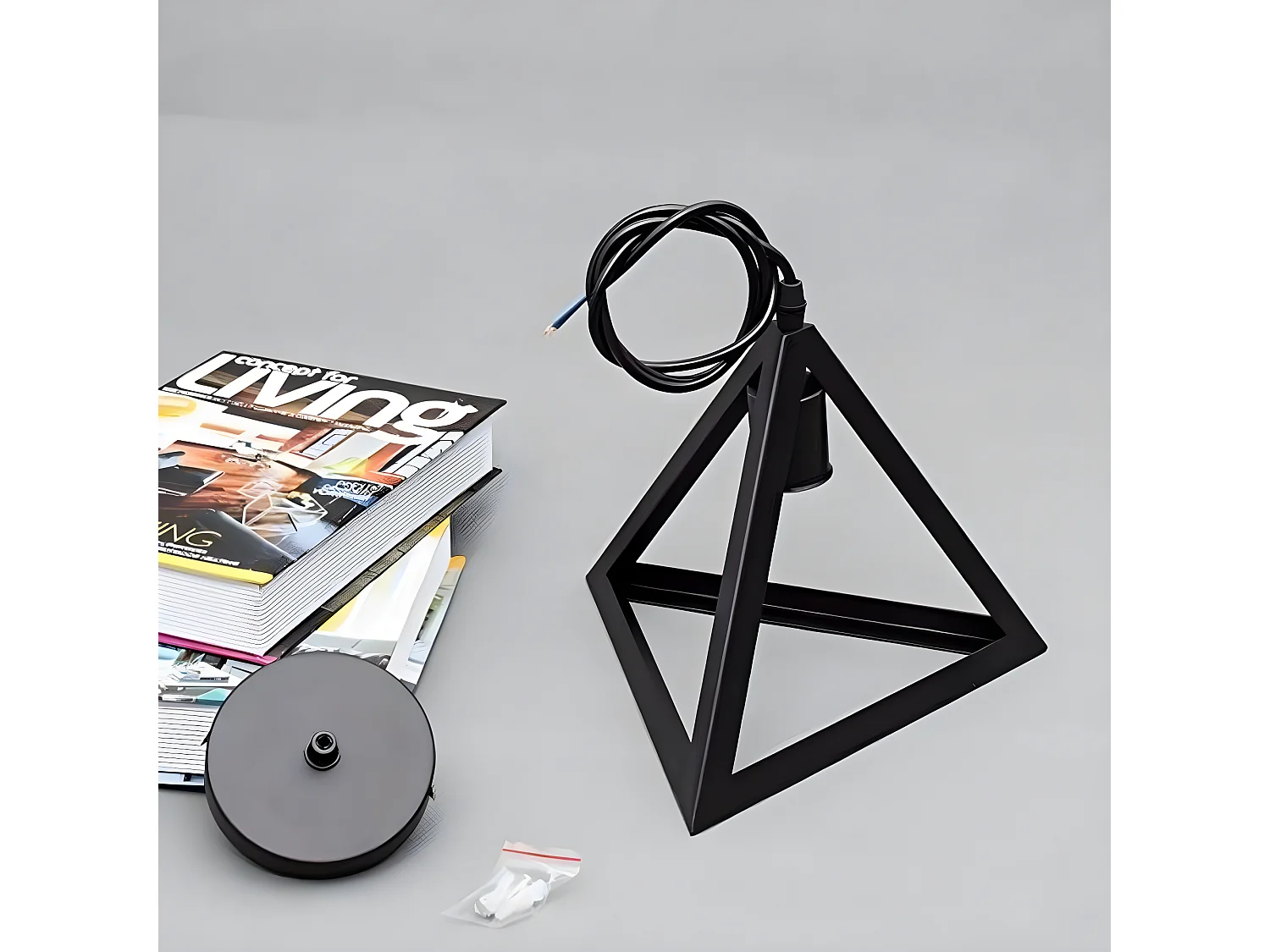Suspension luminaire contemporain moderne, noir, 25*25*22cm, en metal