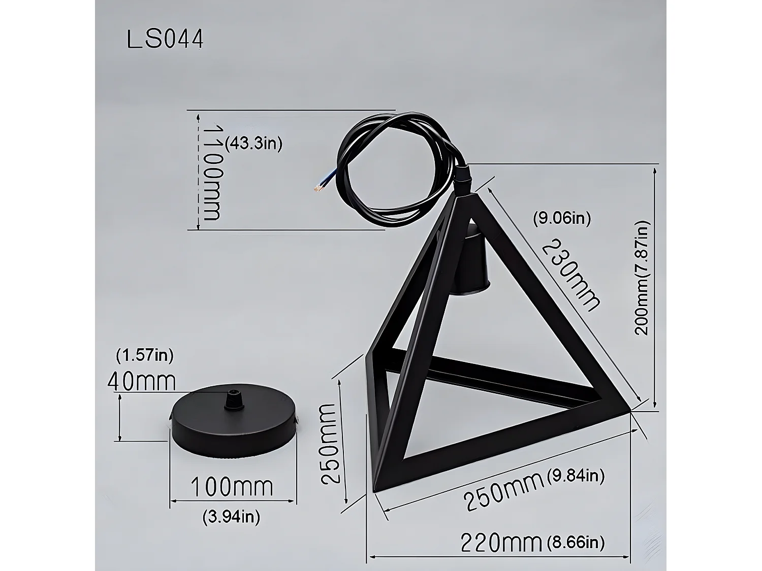 Suspension luminaire contemporain moderne, noir, 25*25*22cm, en metal
