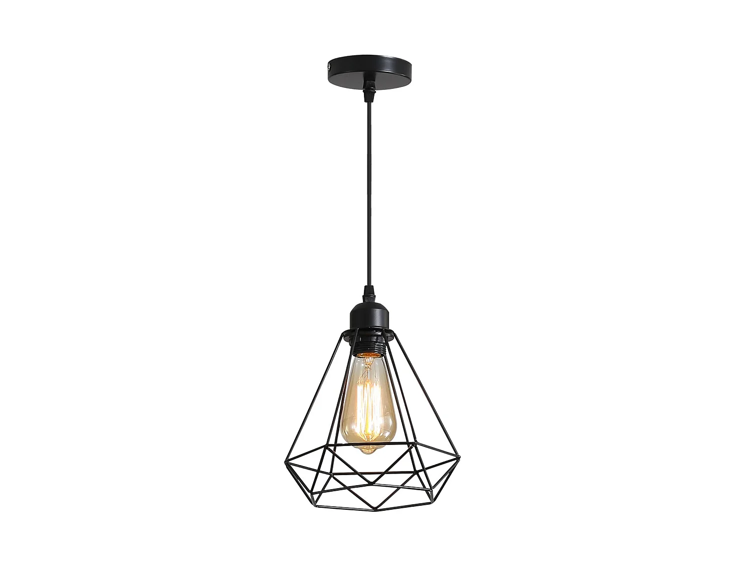 Suspension luminaire E27 industriel, noir, 20 * 25 * 125cm, maximale 60w, sans ampoules
