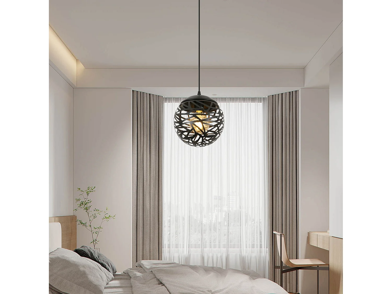 Suspension ajourée simple lustre, 20*20*140cm, en fer pour salle à manger, sans ampoules E27