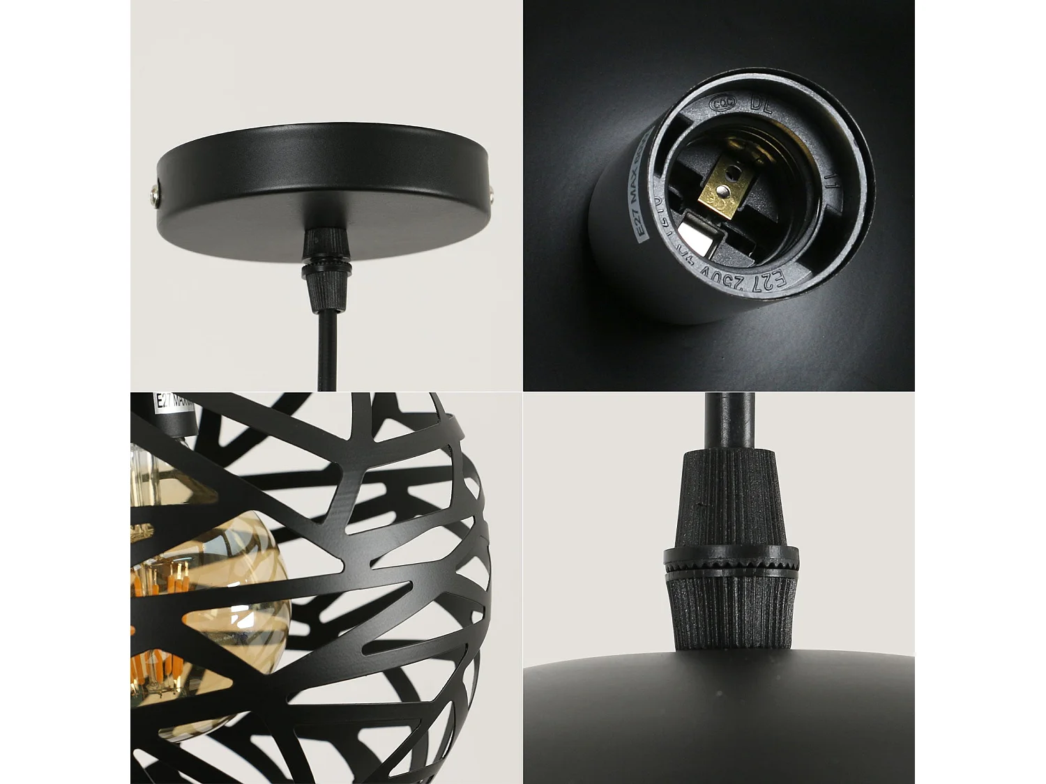 Suspension ajourée simple lustre, 20*20*140cm, en fer pour salle à manger, sans ampoules E27