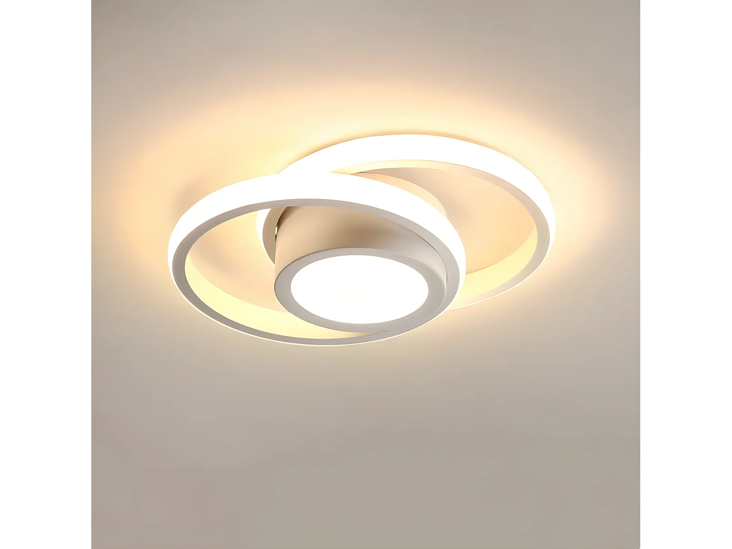 Plafonnier led rond moderne, blanc, 27 * 22 * 6cm, 32w 2400lm, en acrylique, lumière chaud