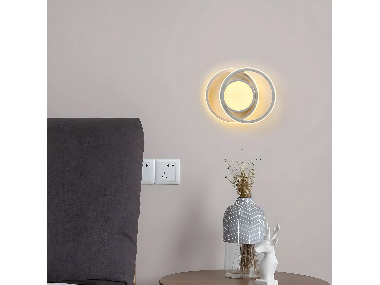 Plafonnier led rond moderne, blanc, 27 * 22 * 6cm, 32w 2400lm, en acrylique, lumière chaud