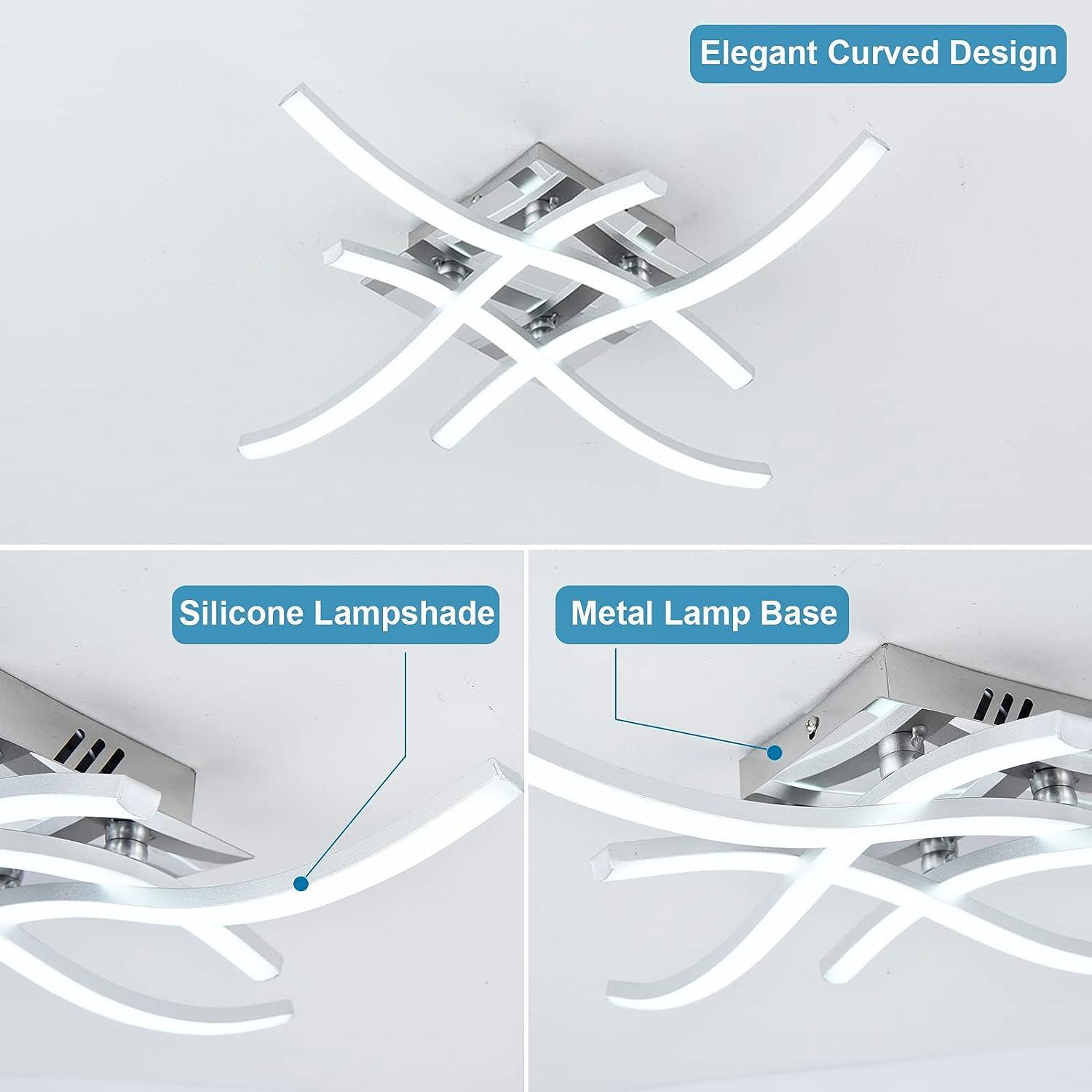 Plafonnier LED 28W, Lampe de Plafond LED Modernes 2520 Lumens, Plafonniers  éclairage Intérieur 6000K, pour Salon Chambre Balcon