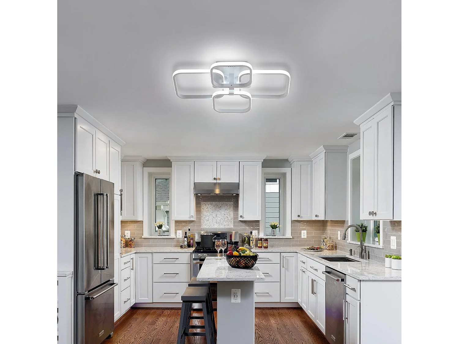 Plafonnier led, 58*46cm,blanc, moderne, 52w 4680lm, luminaire pour salon