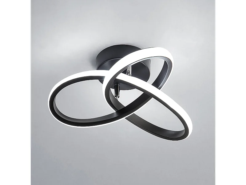 plafonnier led moderne 22w 2500lm, lustre noire pour chambre salon couloir, diamètre 26cm,