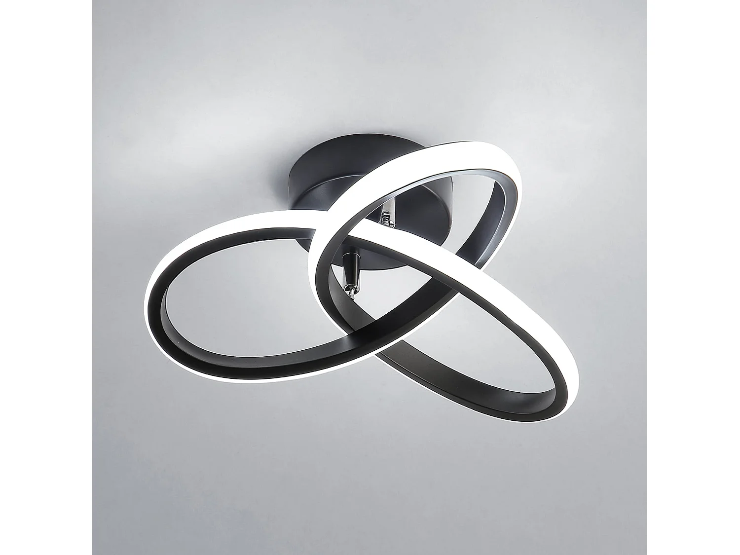 plafonnier led moderne 22w 2500lm, lustre noire pour chambre salon couloir, diamètre 26cm,