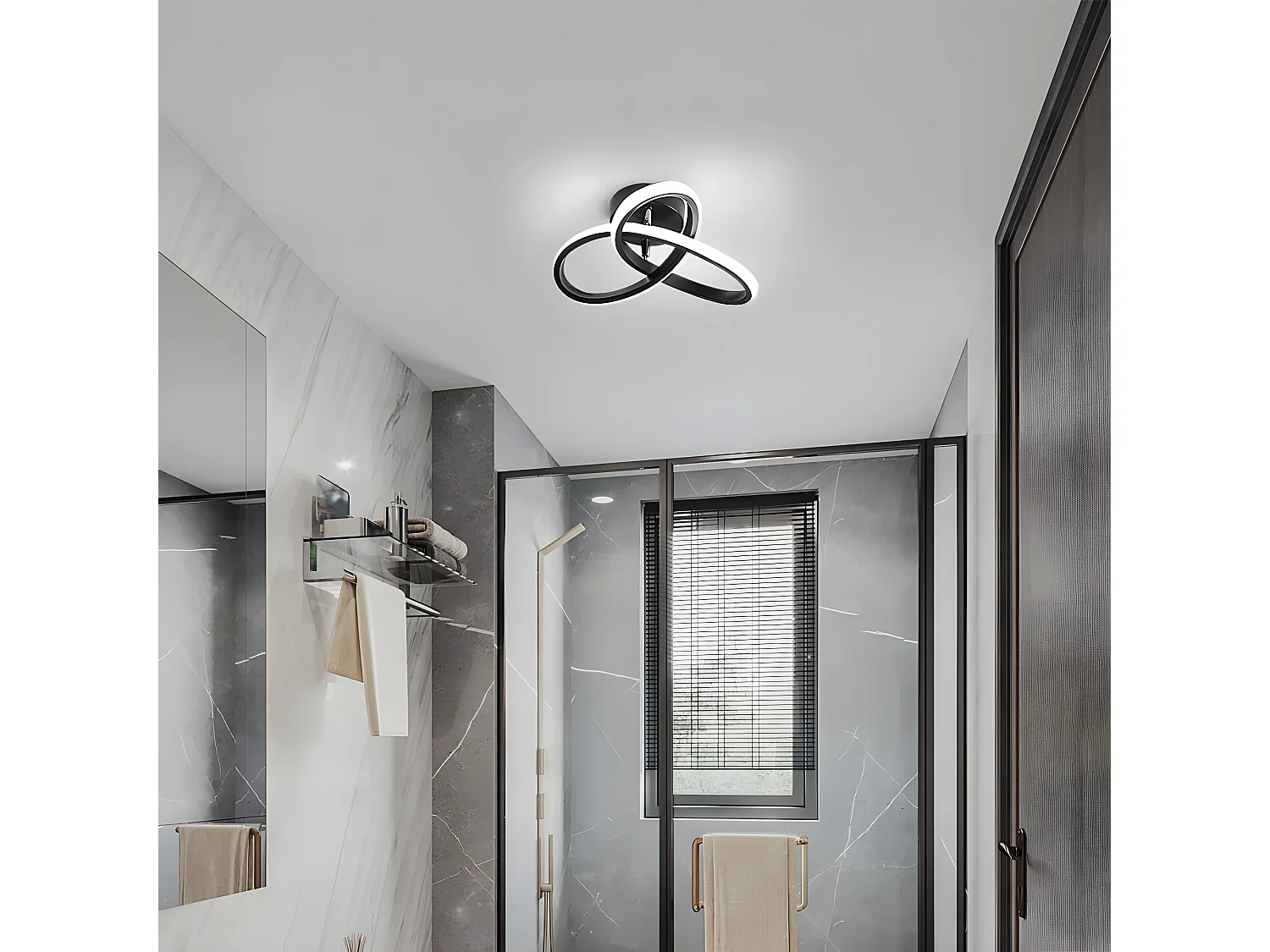 plafonnier led moderne 22w 2500lm, lustre noire pour chambre salon couloir, diamètre 26cm,