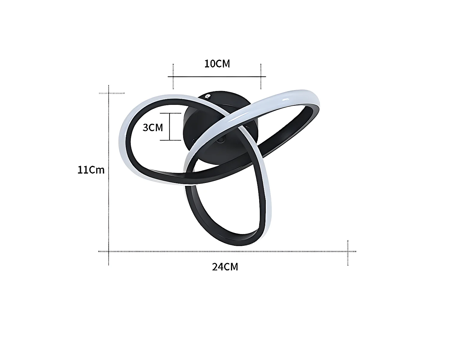 plafonnier led moderne 22w 2500lm, lustre noire pour chambre salon couloir, diamètre 26cm,