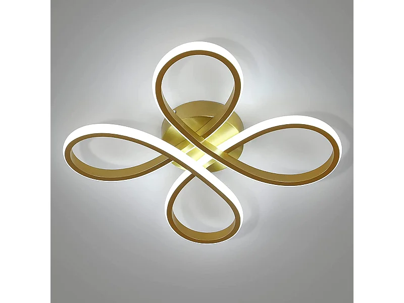 Plafonnier led design moderne 28w forme de fleur créative,  30 * 30 * 7 CM, or, lumière blanc