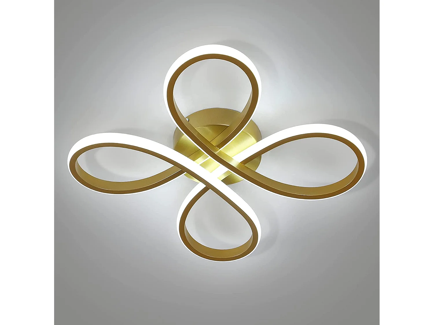 Plafonnier led design moderne 28w forme de fleur créative,  30 * 30 * 7 CM, or, lumière blanc