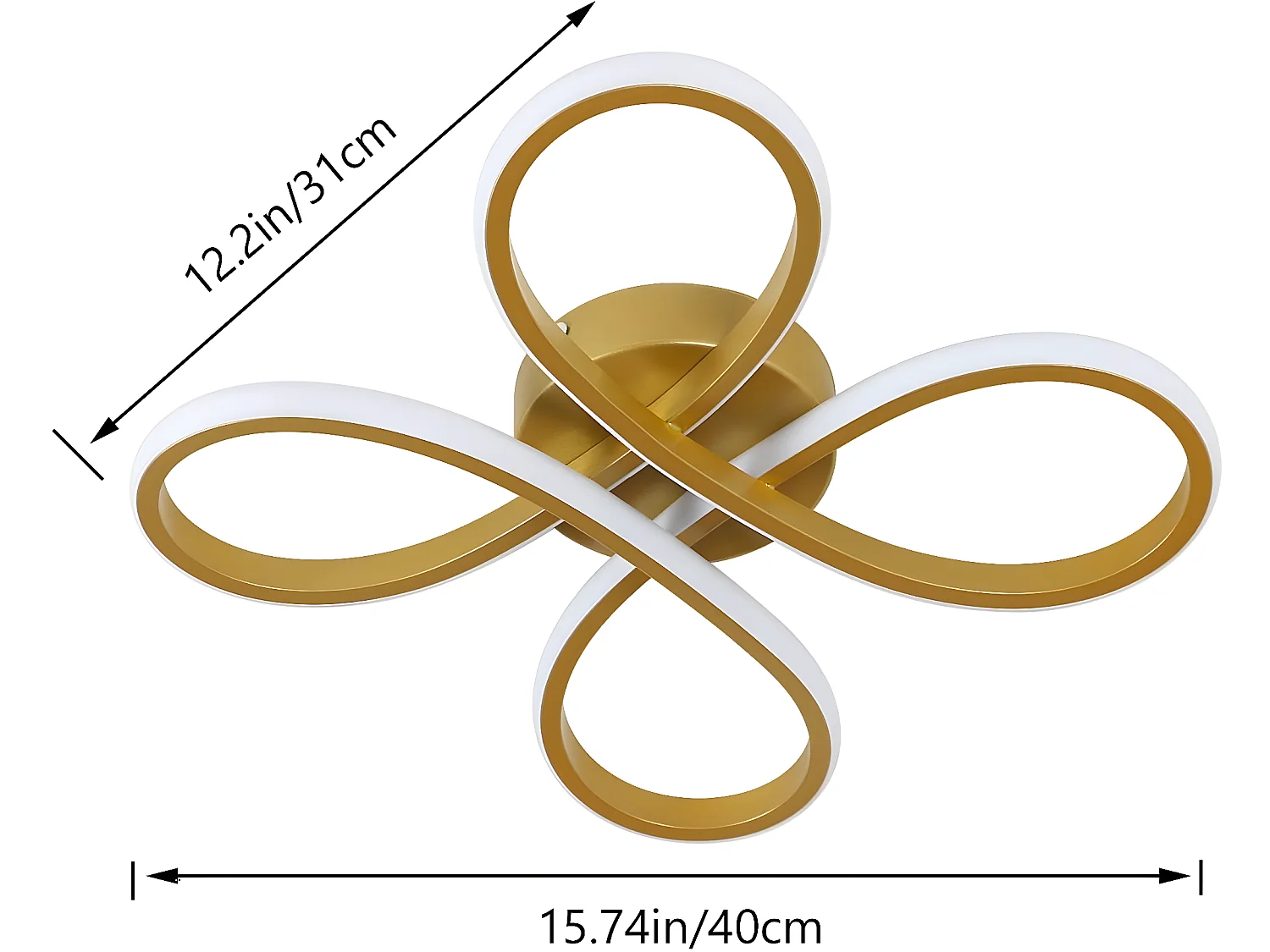 Plafonnier led design moderne 28w forme de fleur créative,  30 * 30 * 7 CM, or, lumière blanc