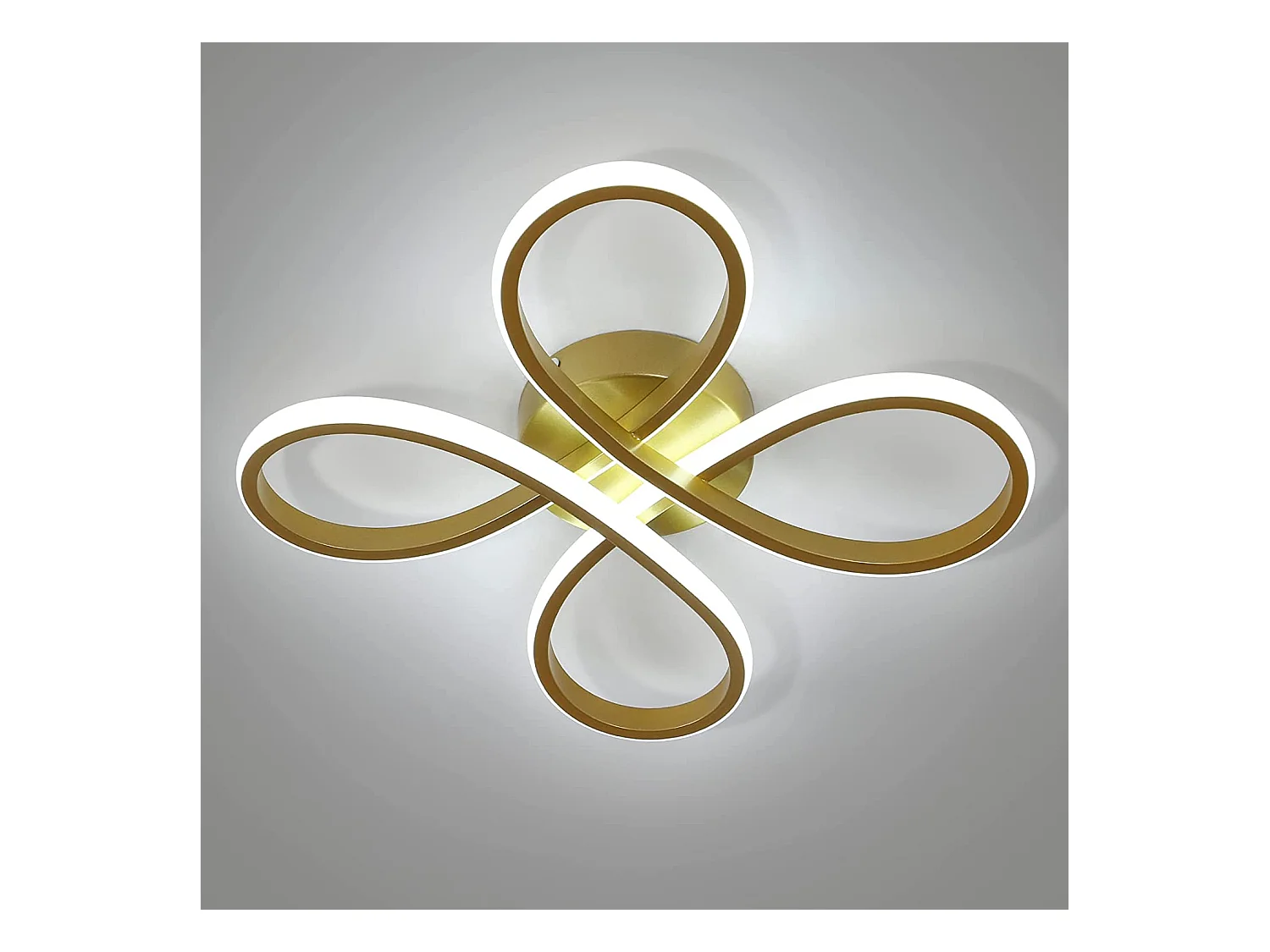 Plafonnier led design moderne 28w forme de fleur créative,  30 * 30 * 7 CM, or, lumière blanc