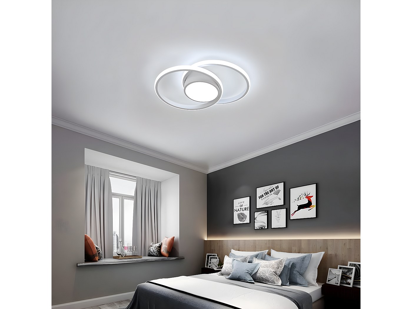 plafonnier led, luminaire plafonnier chambre, 42w 4000lm, rond lampe de