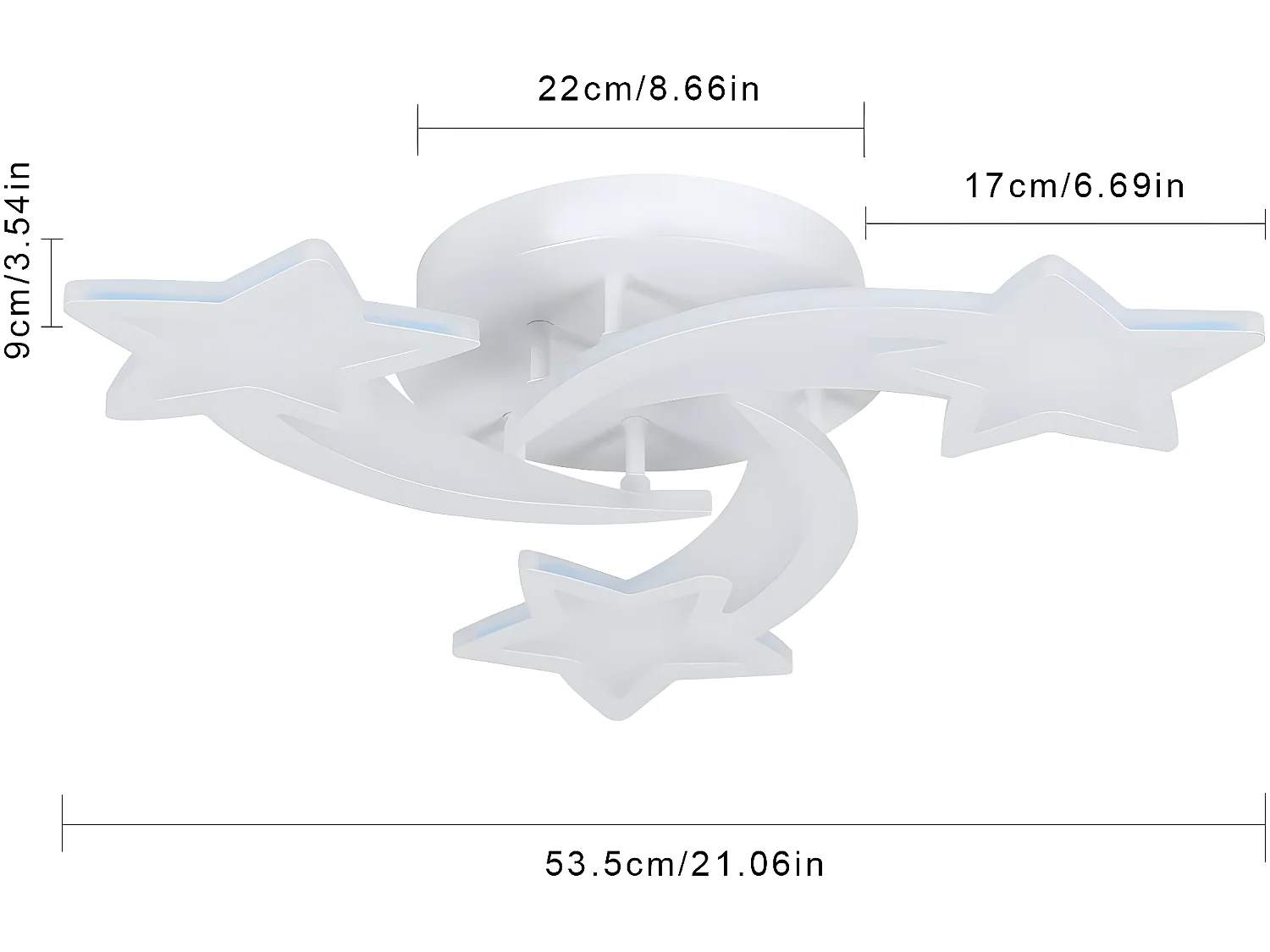 Plafonnier led 30w dimmable en forme star, 50*50*8cm, avec télécommande, en métal