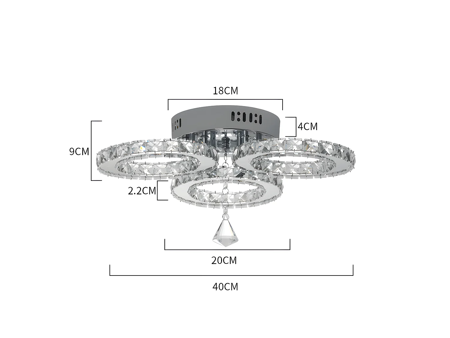 Moderne Kristall-LED-Deckenleuchte, 30 W 6000 K Diamantkristall-Kronleuchter, Designbeleuchtung
