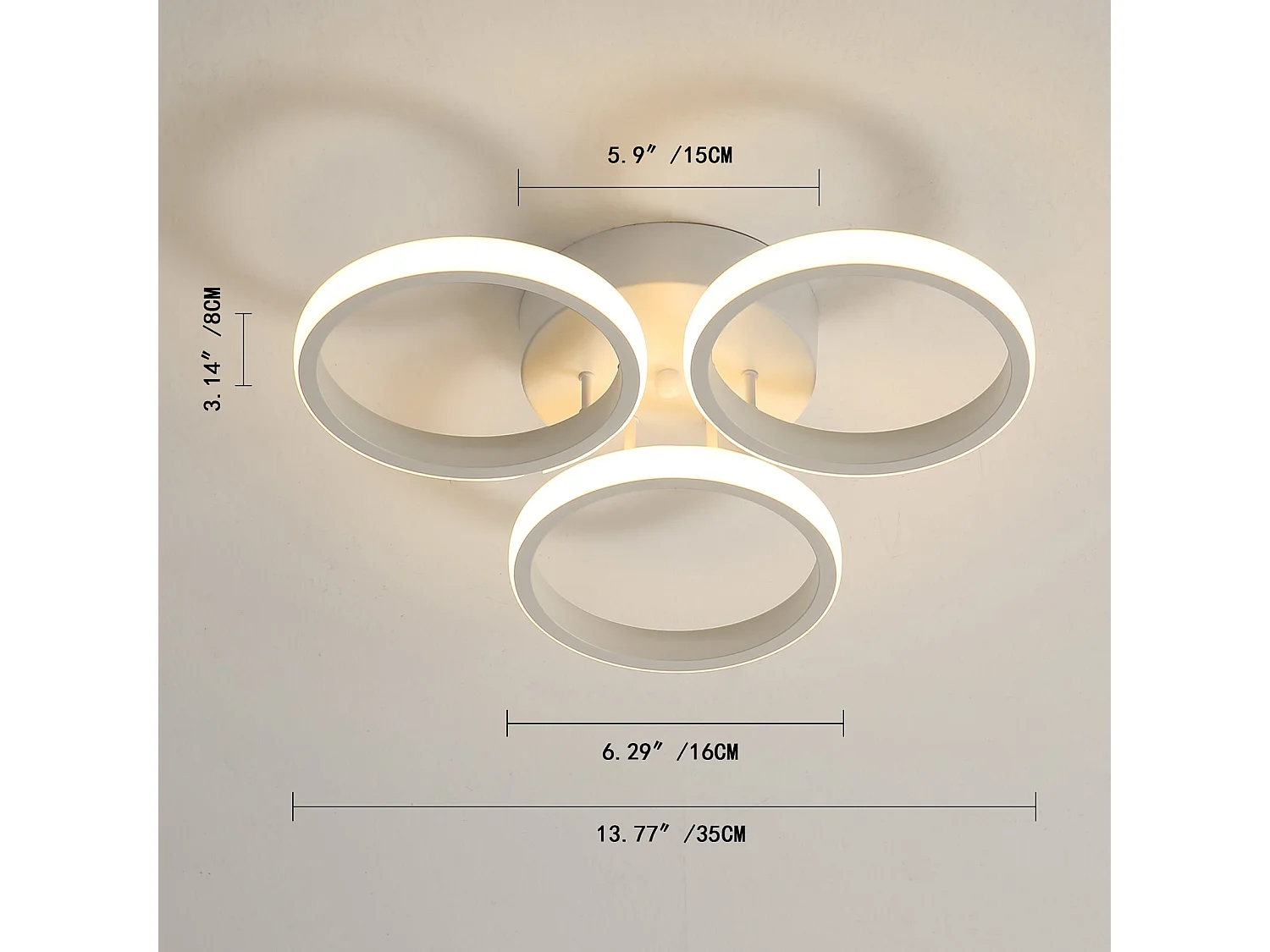 Luce a soffitto a LED 30w Anelli di cerchio di design moderno, bianco, 35*16 cm, per camera da letto camera da letto