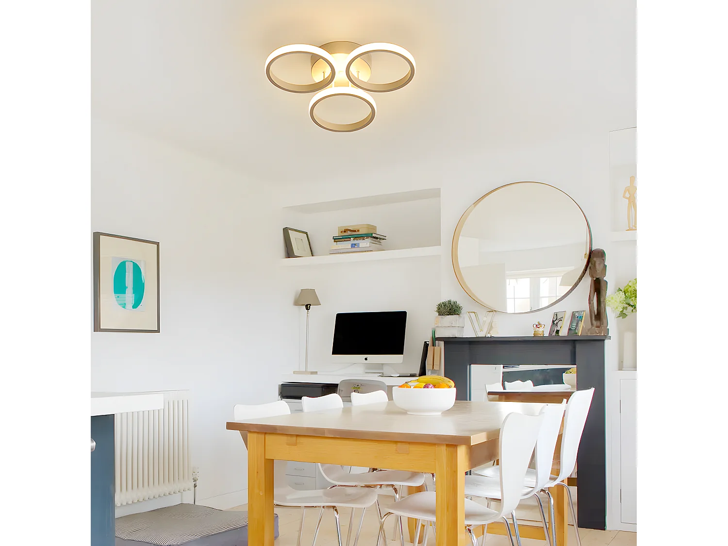 Luce a soffitto a LED 30w Anelli di cerchio di design moderno, bianco, 35*16 cm, per camera da letto camera da letto