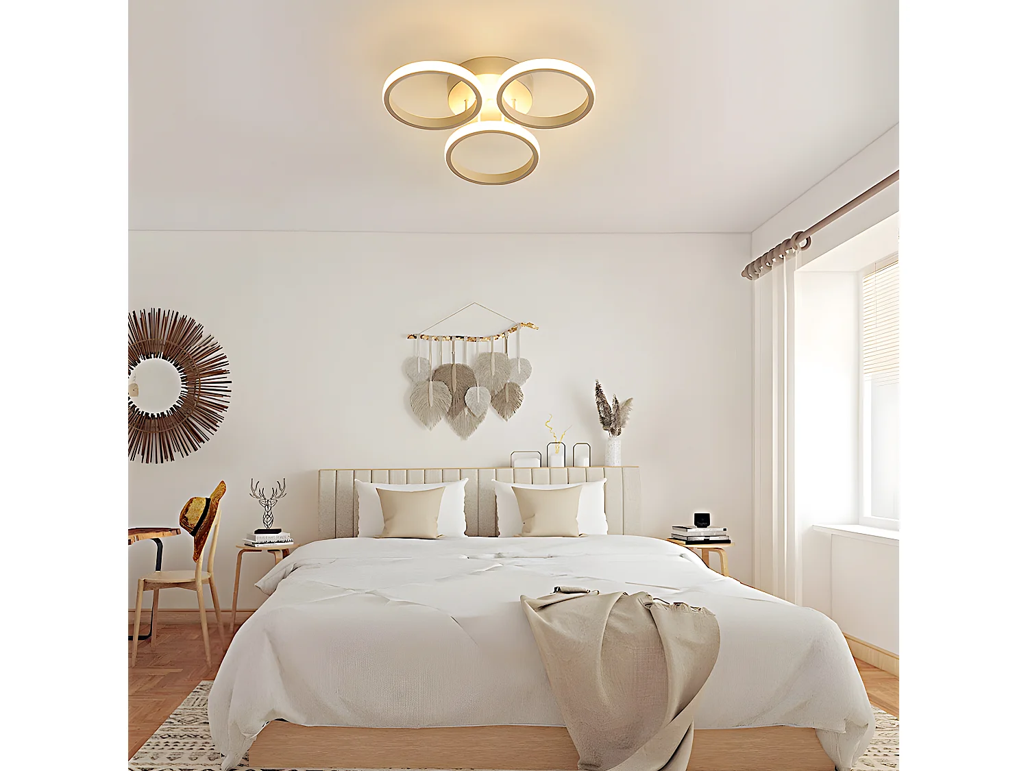 Luce a soffitto a LED 30w Anelli di cerchio di design moderno, bianco, 35*16 cm, per camera da letto camera da letto