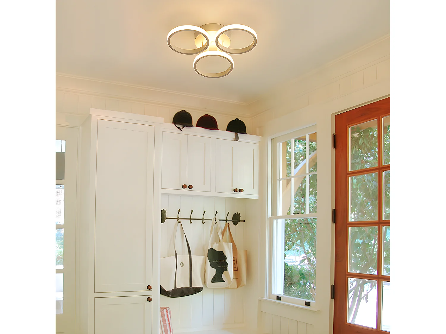 Luce a soffitto a LED 30w Anelli di cerchio di design moderno, bianco, 35*16 cm, per camera da letto camera da letto