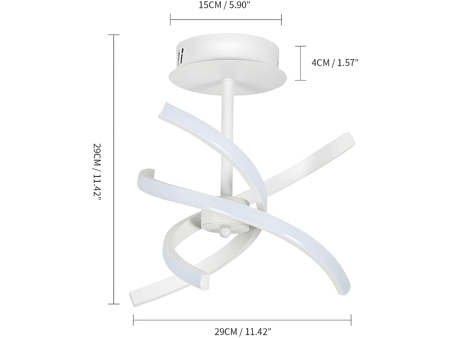 Modern LED -plafondlicht, 29*29*29cm, in aluminium, 26W 2925LM, wit licht