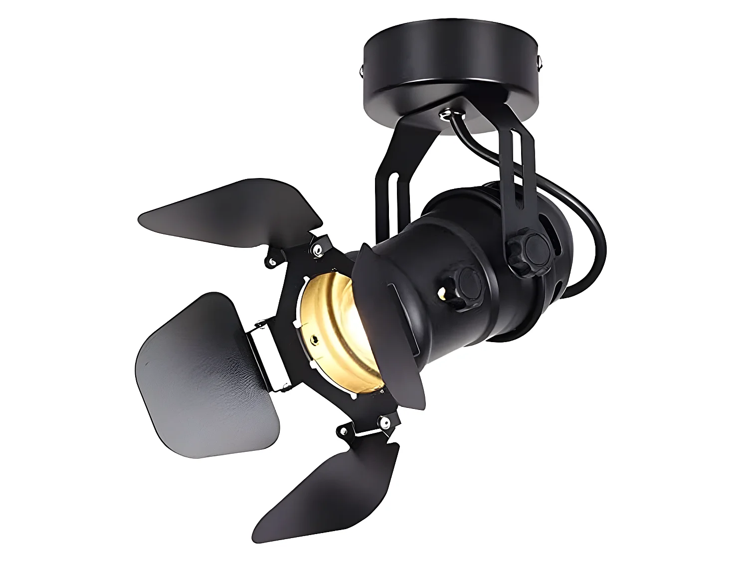 Retro-Industrie-Deckenleuchte aus schwarzem Metall, LED-Deckenleuchte, verstellbare Geräte
