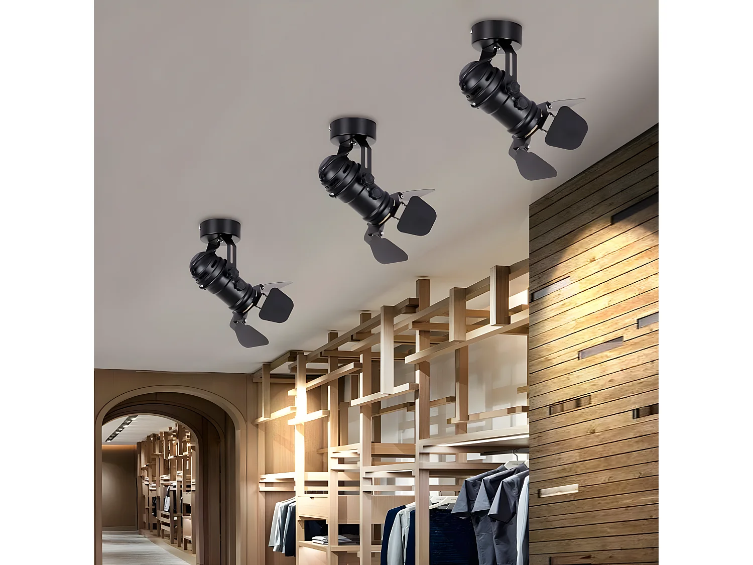 Retro-Industrie-Deckenleuchte aus schwarzem Metall, LED-Deckenleuchte, verstellbare Geräte