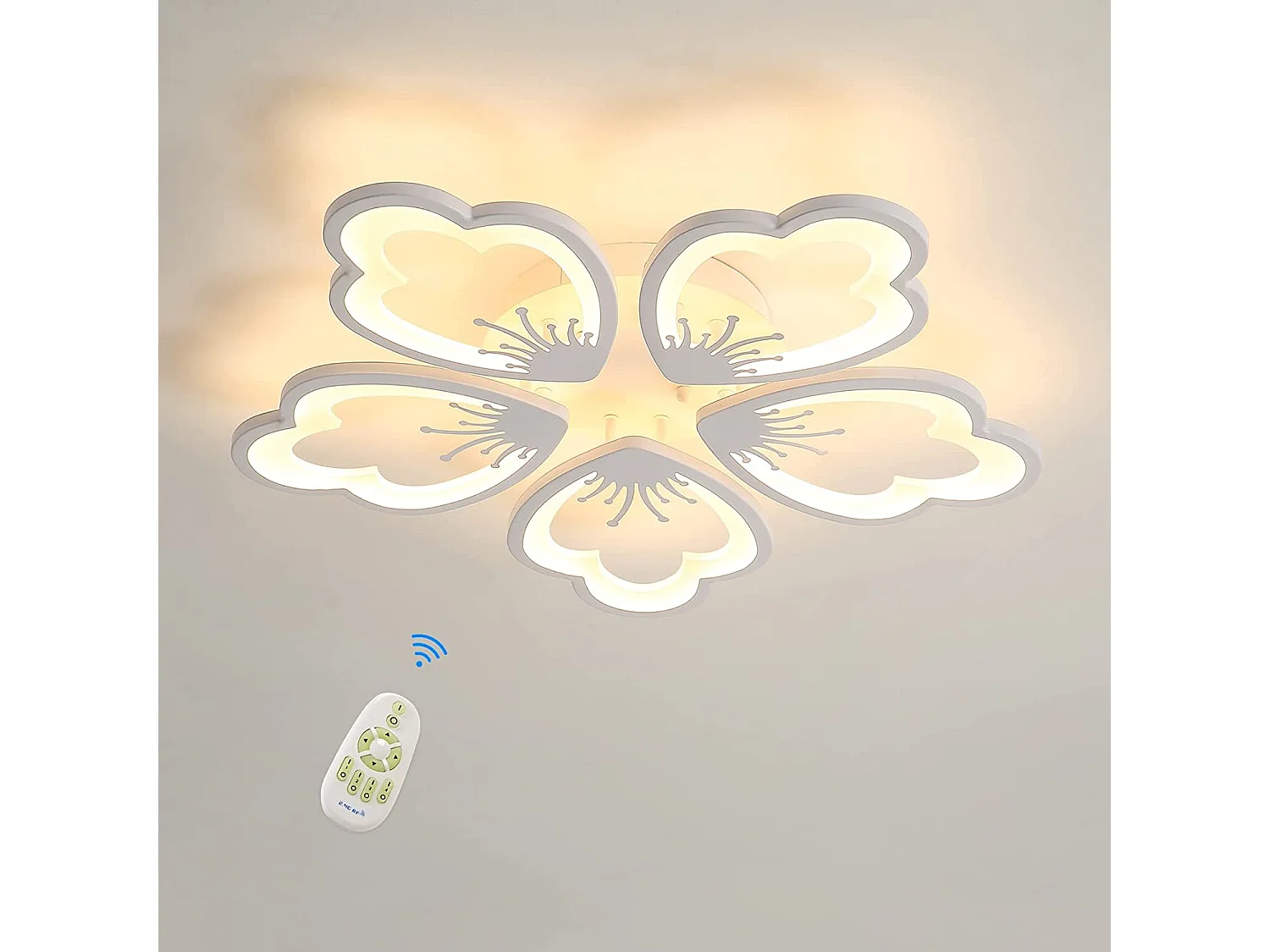 Plafonnier led moderne dimmable, blanc,  65 * 65 * 8cm,  avec télécommande 75w, 3000k-6500k