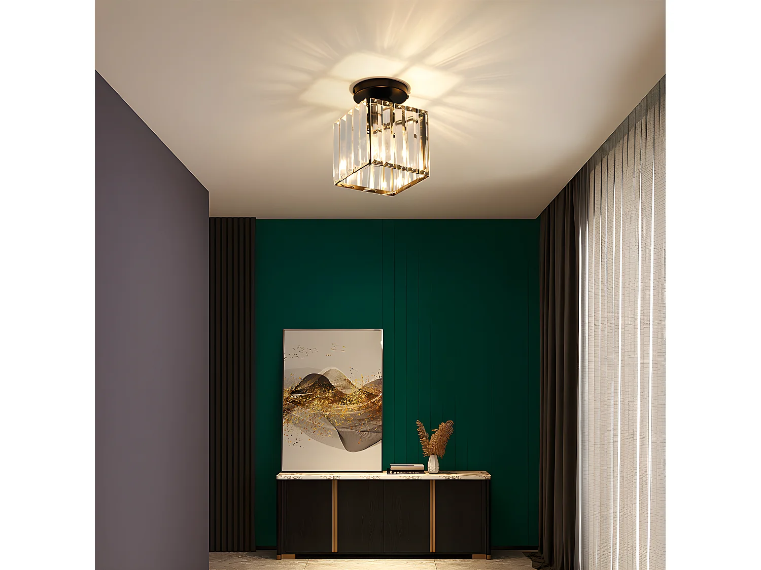 Mini plafonnier en cristal, lustre en cristal, 13*17cm, sans ampoules E27