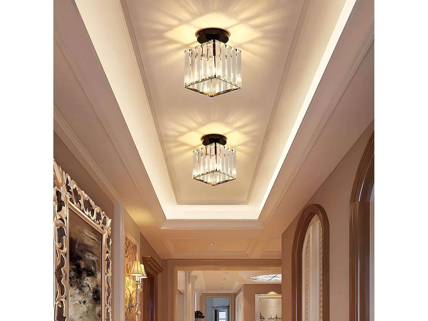 Mini plafonnier en cristal, lustre en cristal, 13*17cm, sans ampoules E27