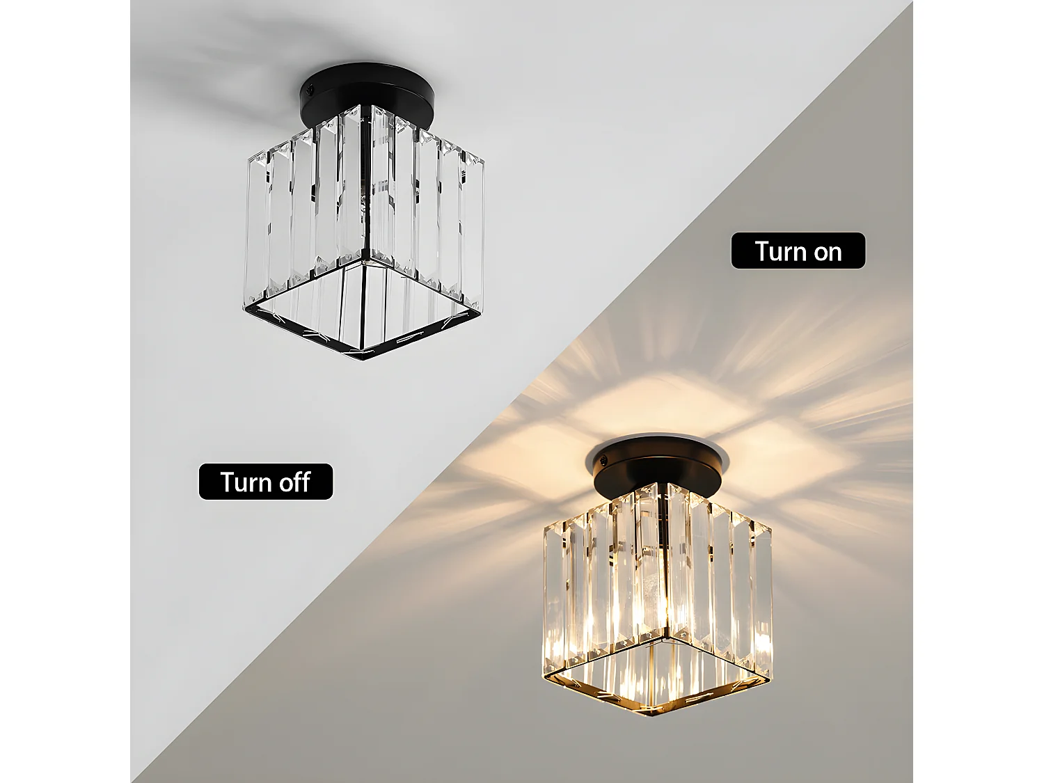 Mini plafonnier en cristal, lustre en cristal, 13*17cm, sans ampoules E27