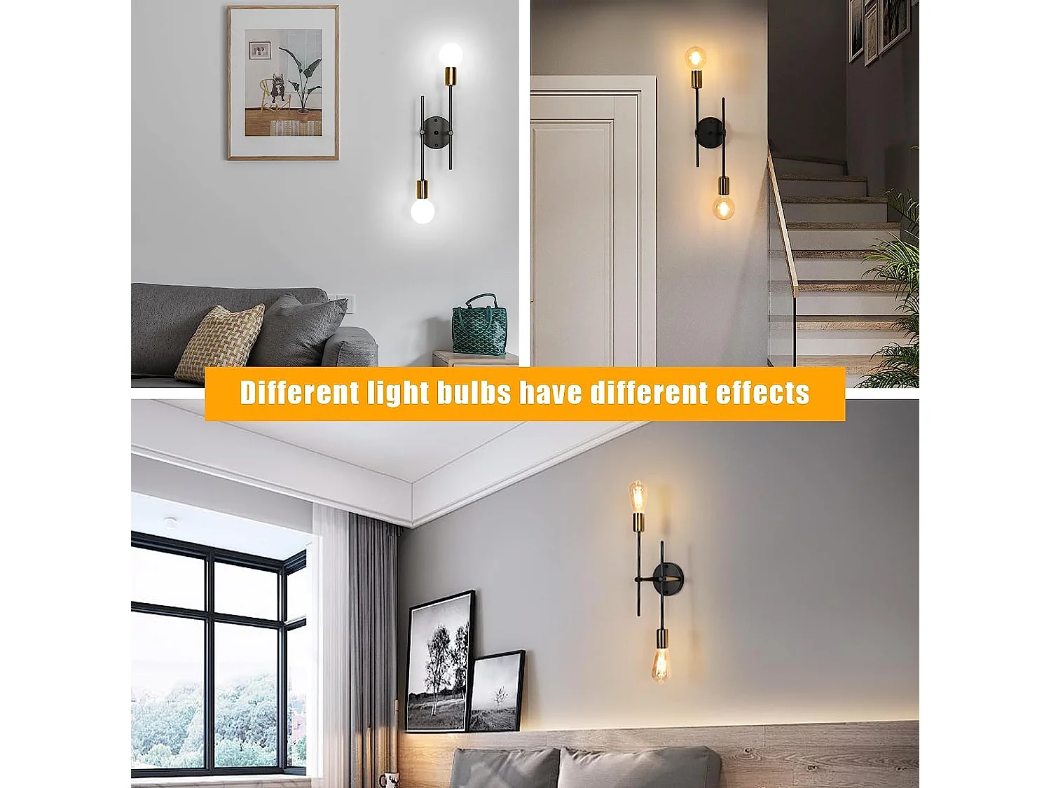 Plafonnier vintage E27 base, noir or,  37.5*7*13.5cm, pour salon chambre, sans ampoules