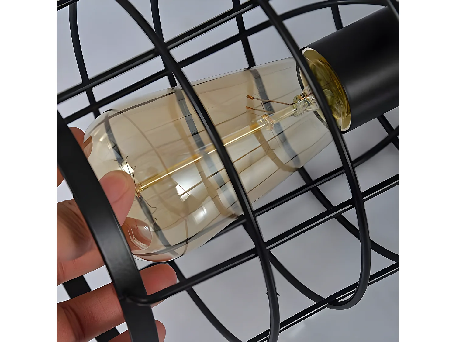 Retro industrielle plafonnier en métal noir cage, 16*20cm, suspension cage, sans ampoules E27