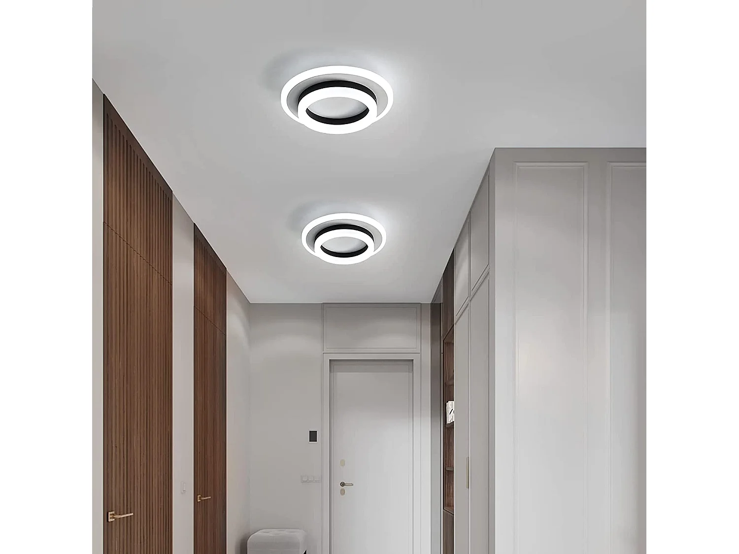 Modern Round LED -plafondlicht, 20 * 20 * 6,5 cm, zwart, 24w, koud wit