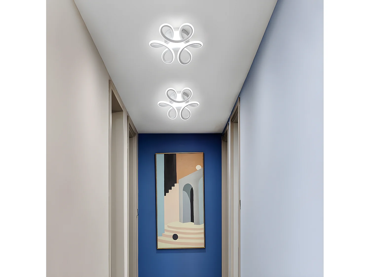 Plafonnier led 30w design courbé moderne, 24*5cm, blanc froid,26W