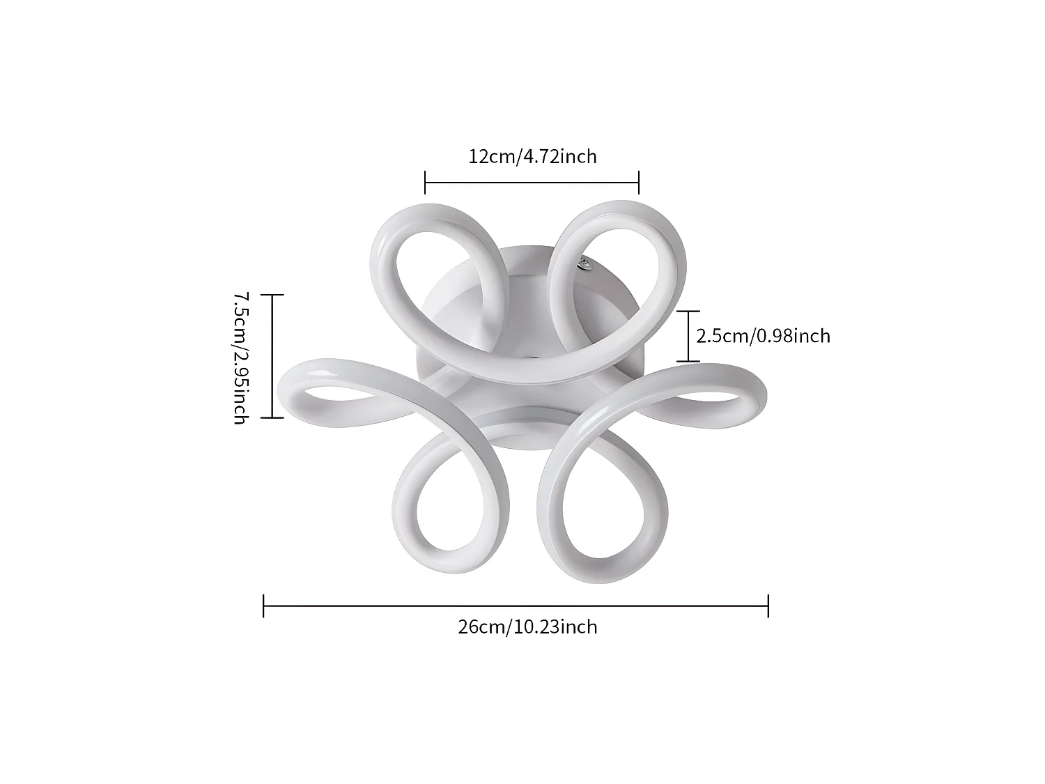 Plafonnier led 30w design courbé moderne, 24*5cm, blanc froid,26W