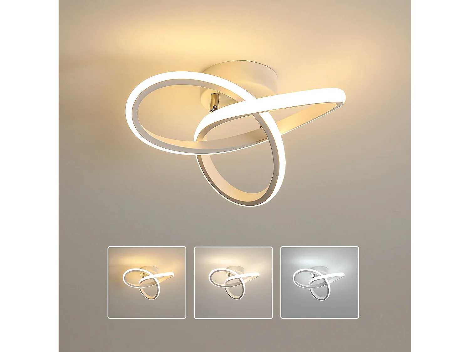 Plafonnier led dimmable 20w moderne créatif, blanc, 25*10cm, 3000k/4000k/6000k