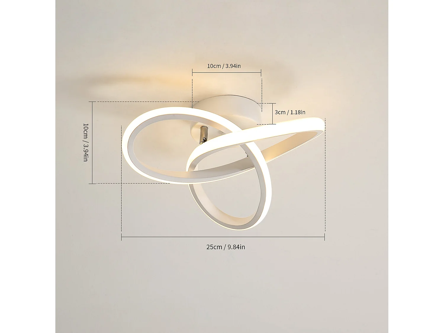 Plafonnier led dimmable 20w moderne créatif, blanc, 25*10cm, 3000k/4000k/6000k