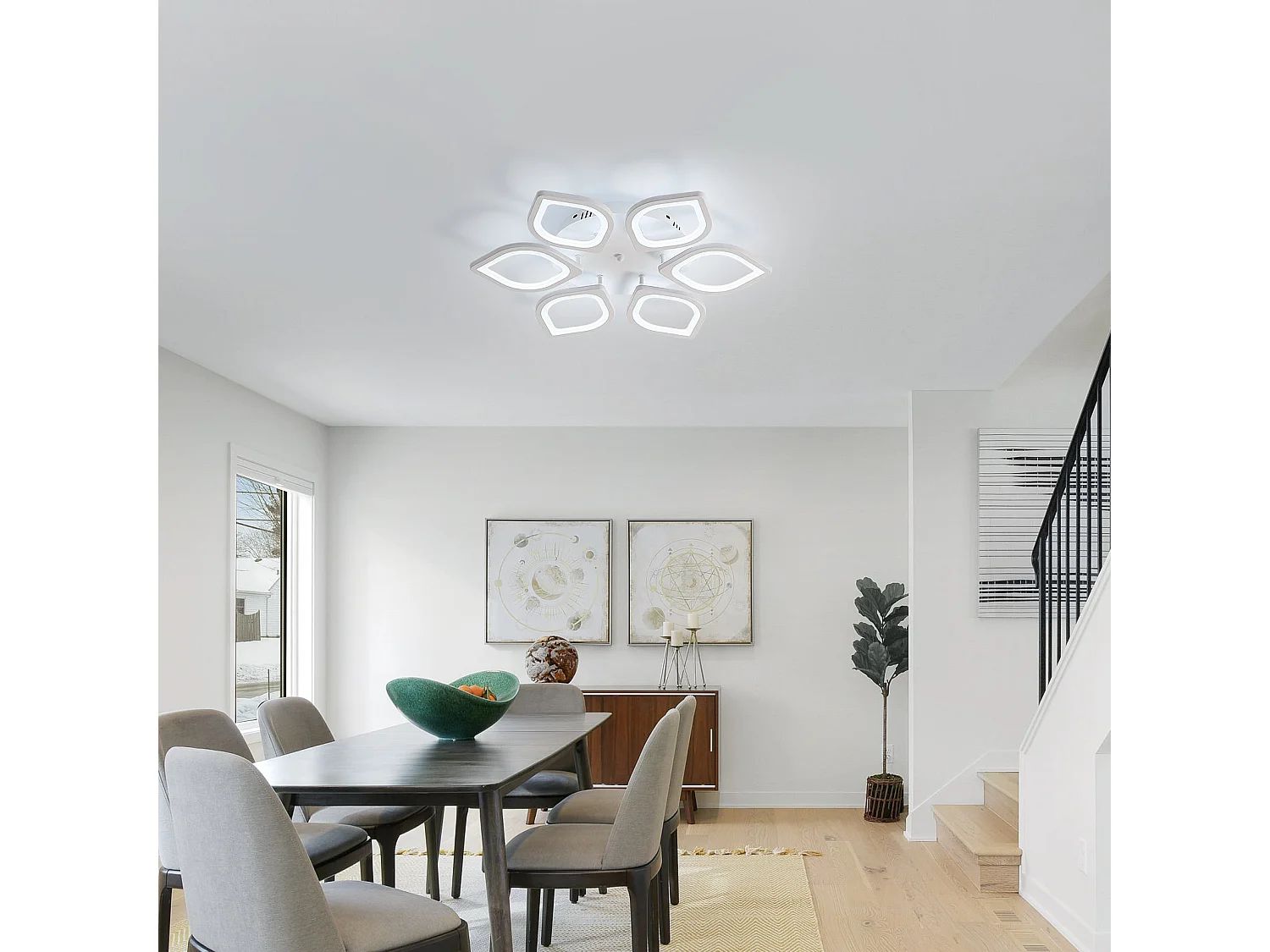 Plafonnier led 32w dimmable, blanc, 63*63*8cm, dimmable 3000-6500k, avec télécommande