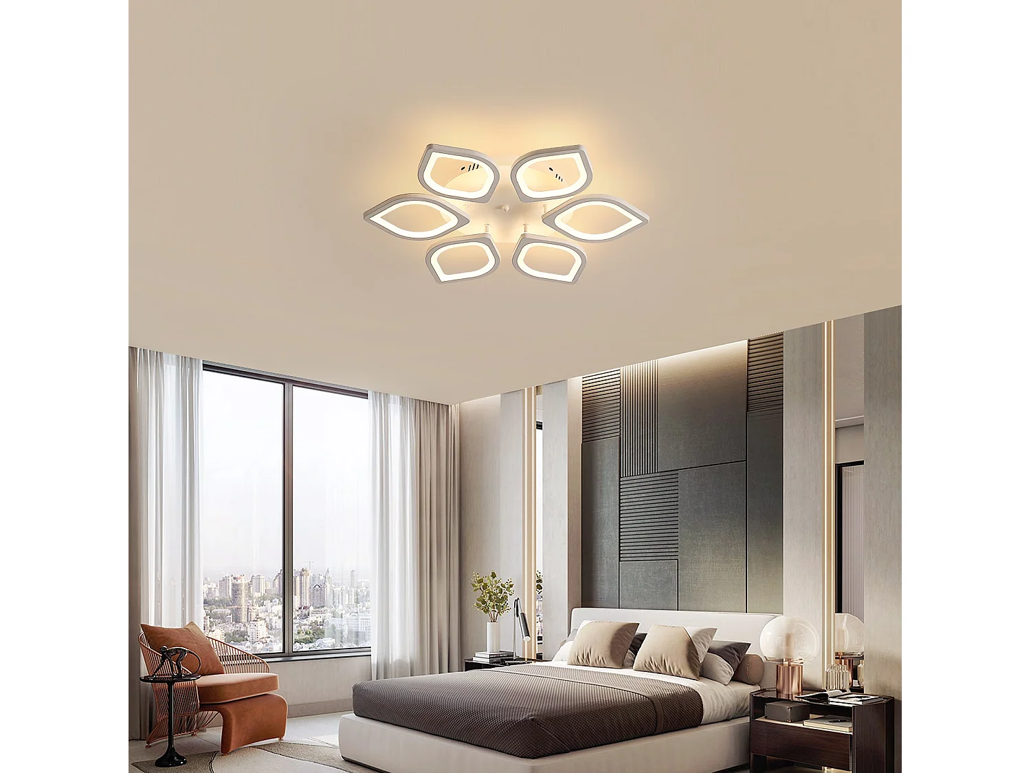 Plafonnier led 32w dimmable, blanc, 63*63*8cm, dimmable 3000-6500k, avec télécommande