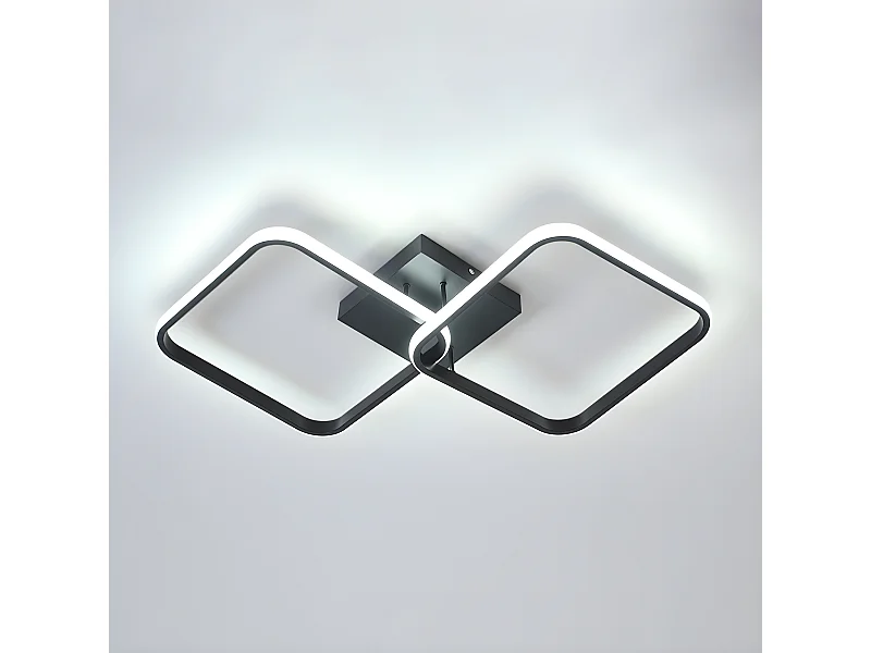 Plafonnier led moderne carré,  noir, 69*37*10CM, en acrylique, 42w lustres carré pour cuisine