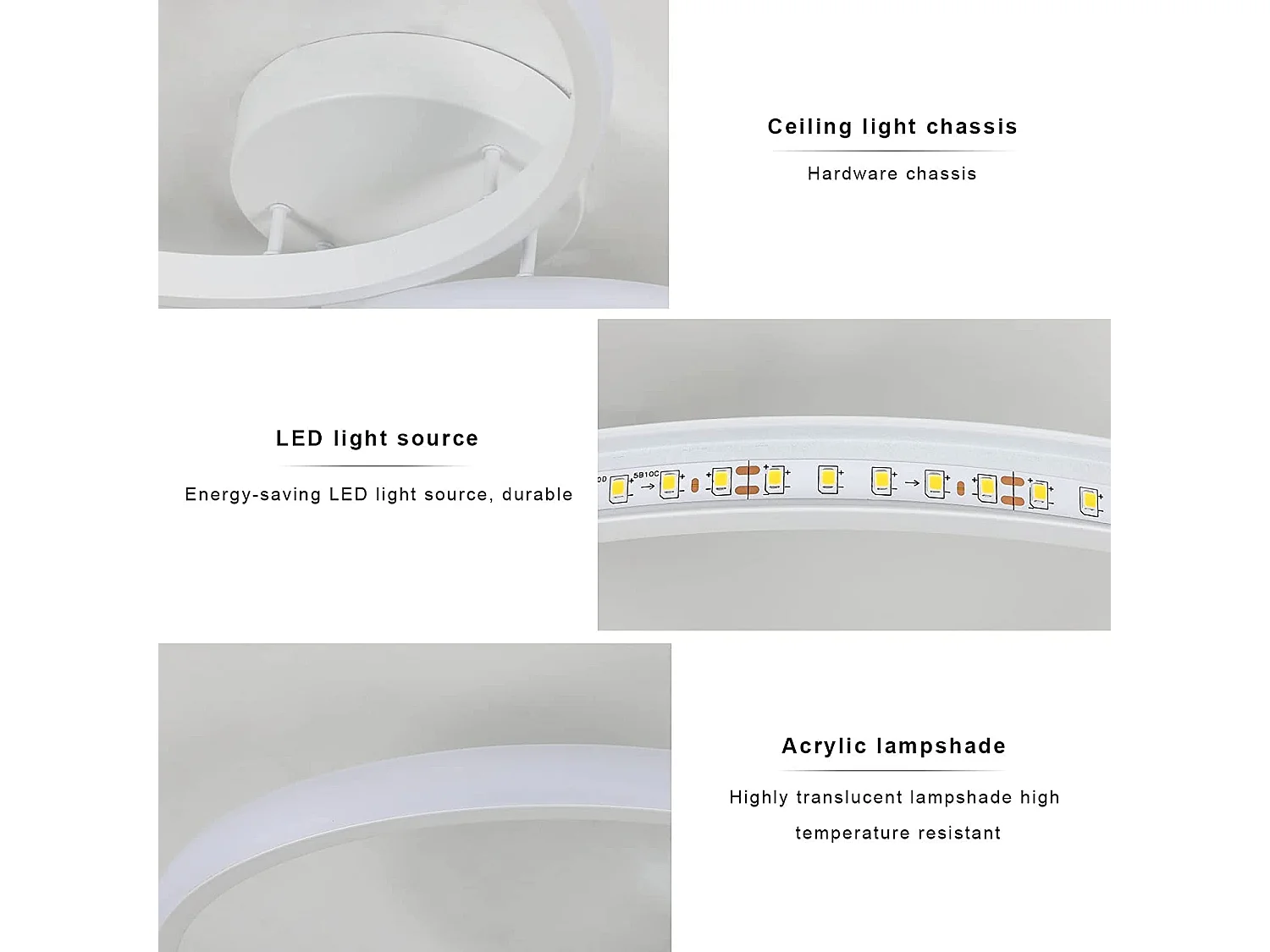 Plafonnier led moderne 36w design créatif à double anneau,  blanc, 54*30*30cm,lumière chaud